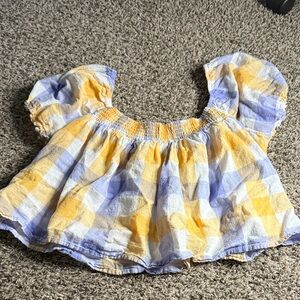 Arizona Jean Company Yellow and Blue Plaid Crop Top